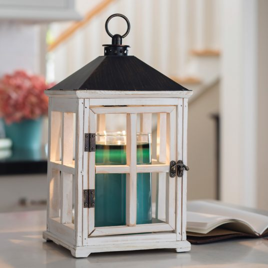 Weathered White Wooden Lantern - Mellow Monkey