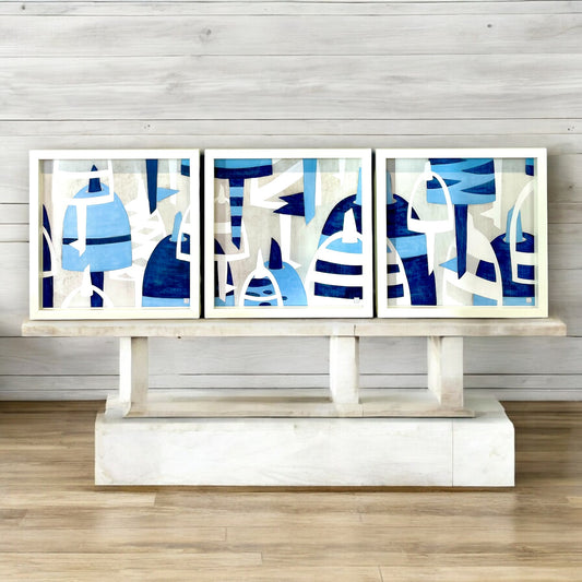 Wellfleet Buoy Triptych - Set of 3 Framed Prints by Keith MacLelland - 13-in x 39-in - Mellow Monkey