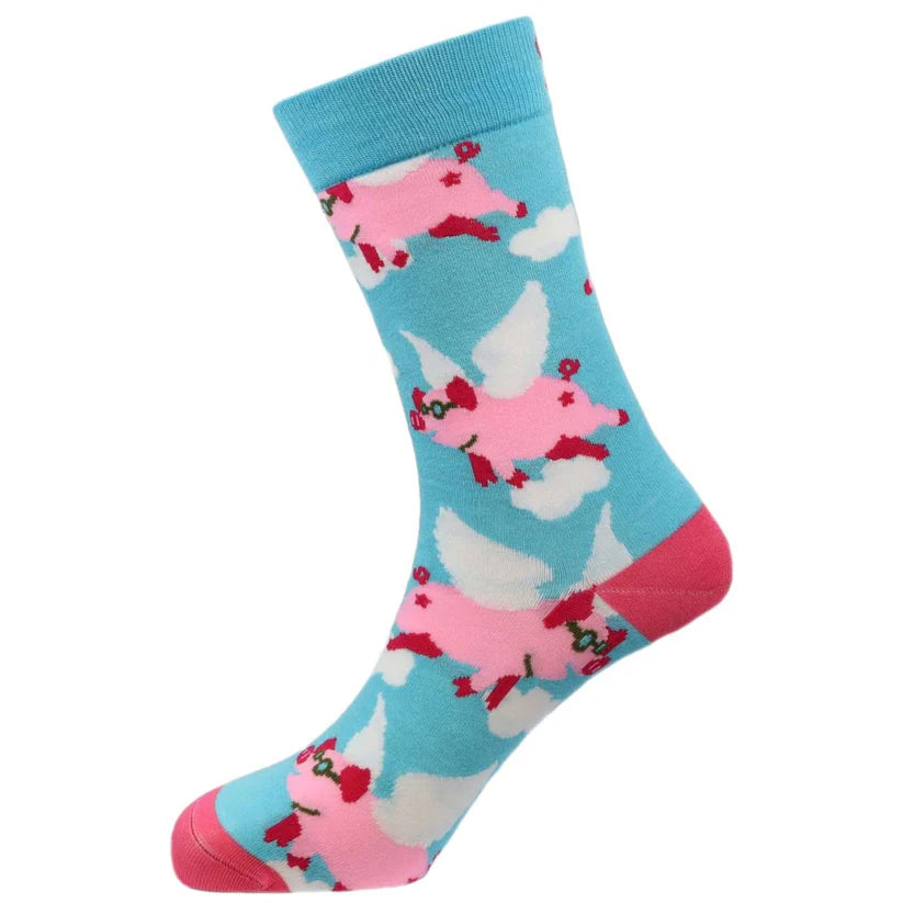 When Pigs Fly - Natural Bamboo Knit Socks - Mellow Monkey