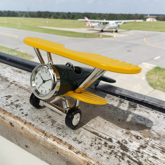 Yellow Bi-Plane Desk Clock - Mellow Monkey