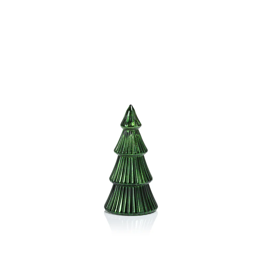 LED Ribbed Antique Tree - Green - 7.75-in - Mellow Monkey