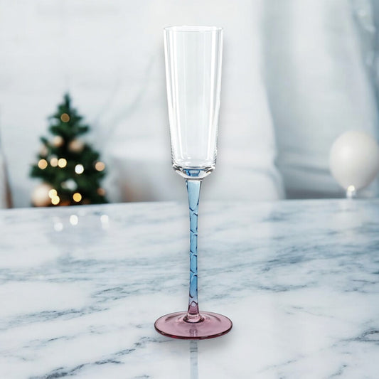 Vicenza Glassware Champagne Flute - Pink and Blue - Mellow Monkey