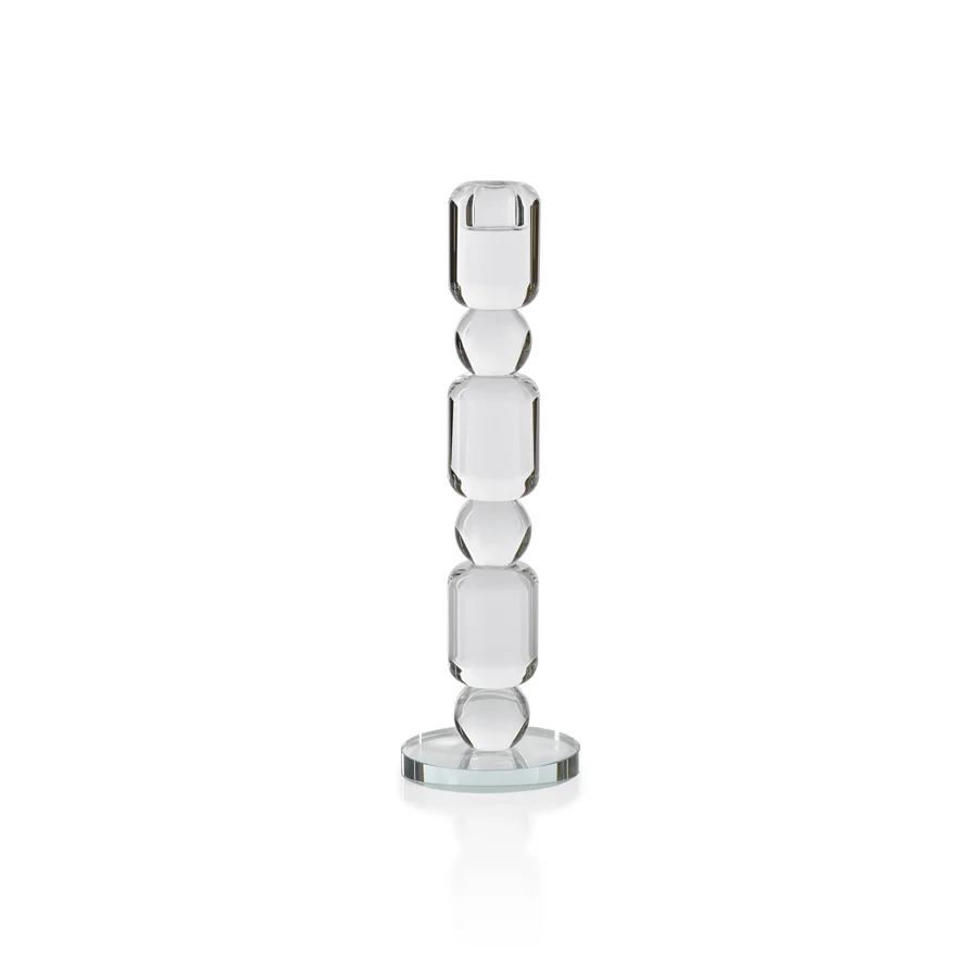 Louisa Crystal Glass Taper Holder - Medium - 11-1/2-in - Mellow Monkey