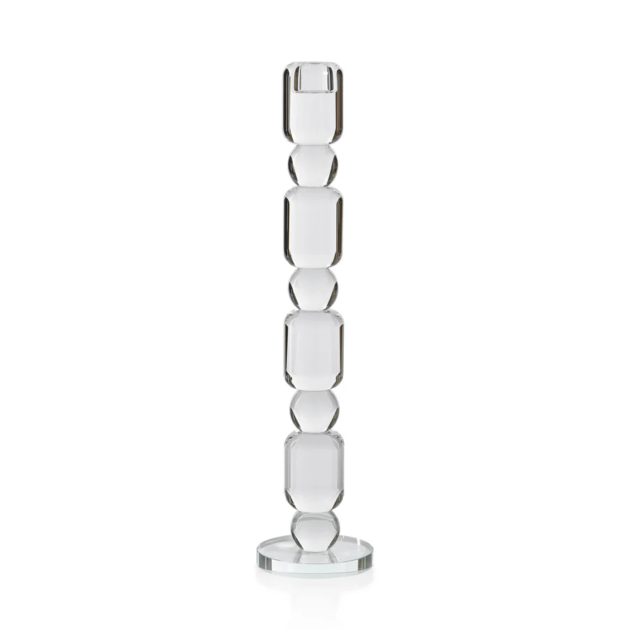 Louisa Crystal Glass Taper Holder - Tall - 15-in - Mellow Monkey