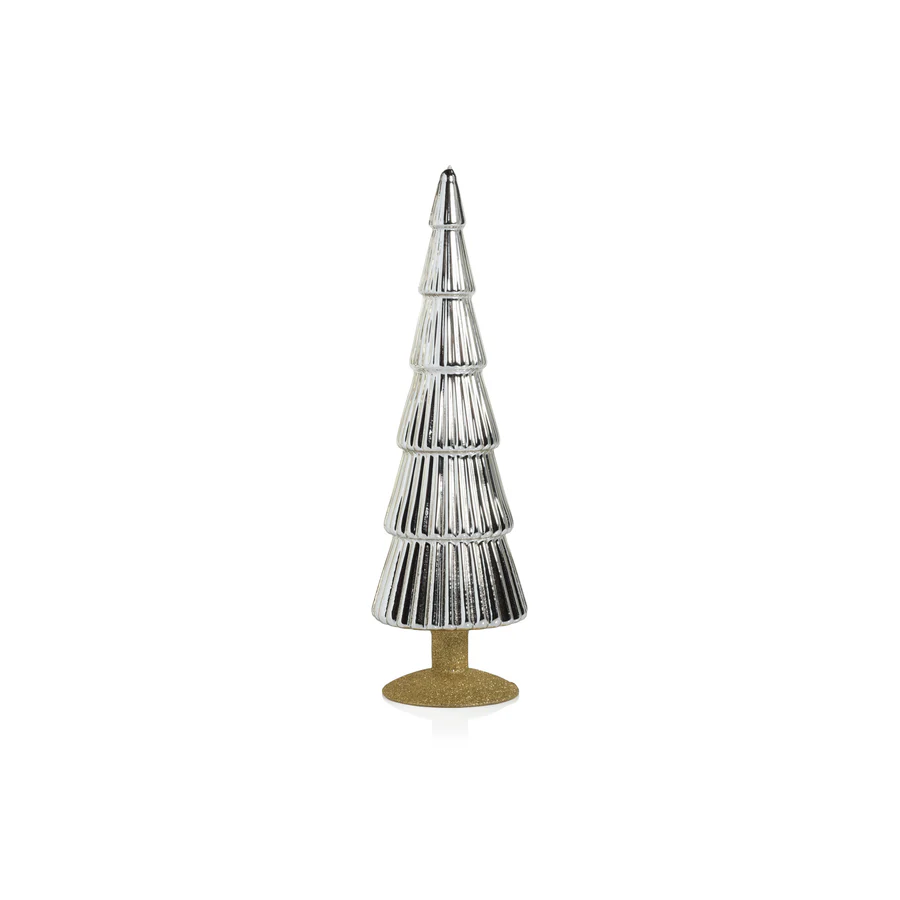 Alpine Glass Tree on Gold Glitter Base - Silver - Mellow Monkey