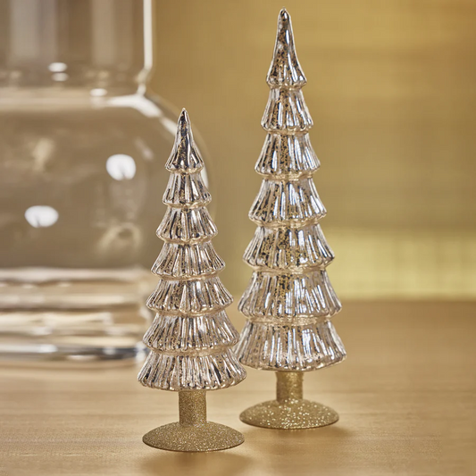 Miramonti Glass Tree On Gold Glitter Base - Silver - Mellow Monkey