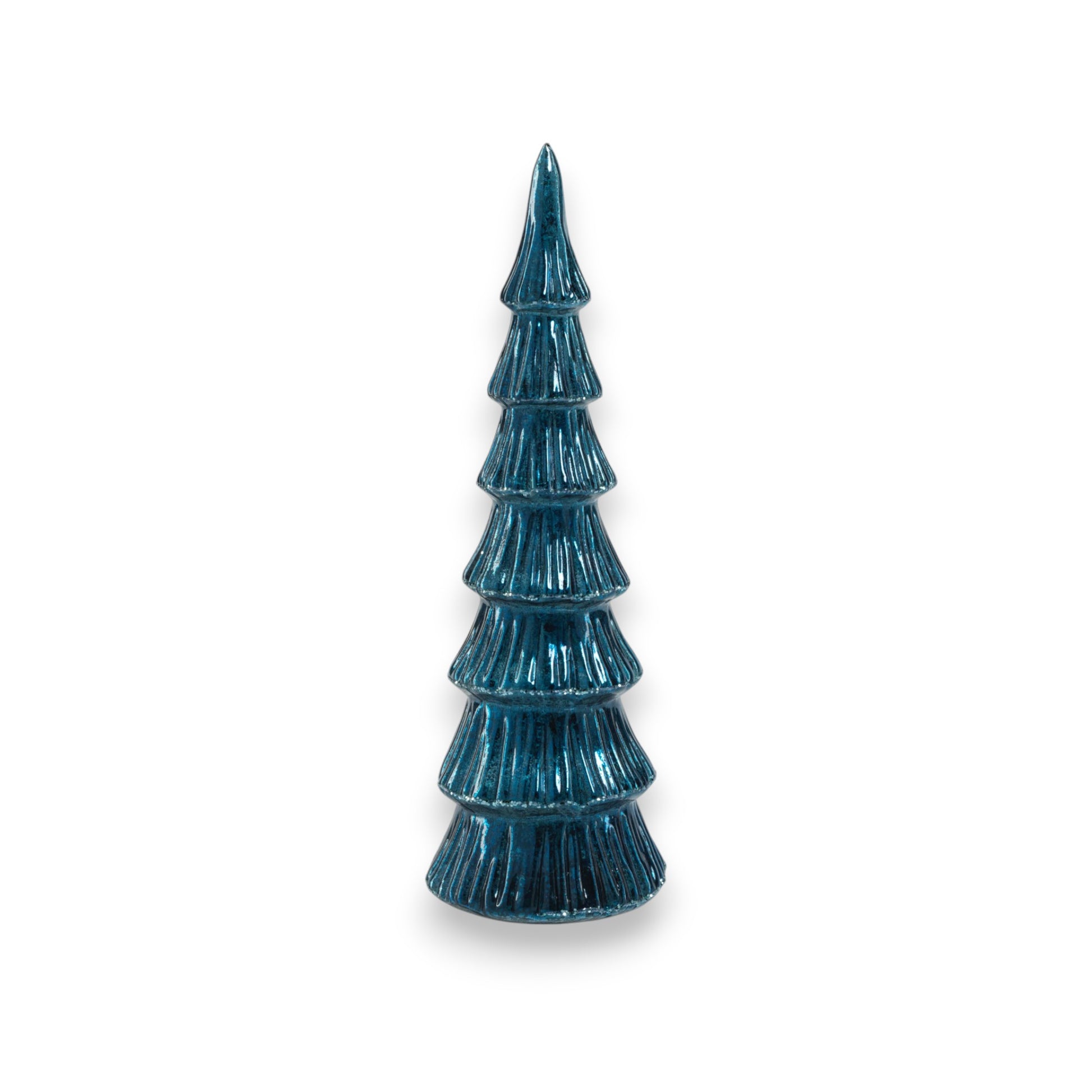 Verbier LED Glass Tree - Blue with Silver Trim - 9-1/2-in - Mellow Monkey