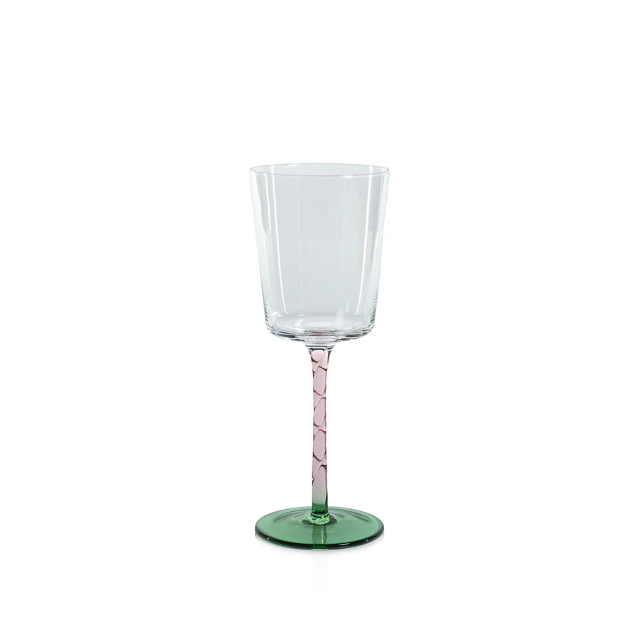 Vicenza Glassware Wine Glass - Green and Pink - Mellow Monkey