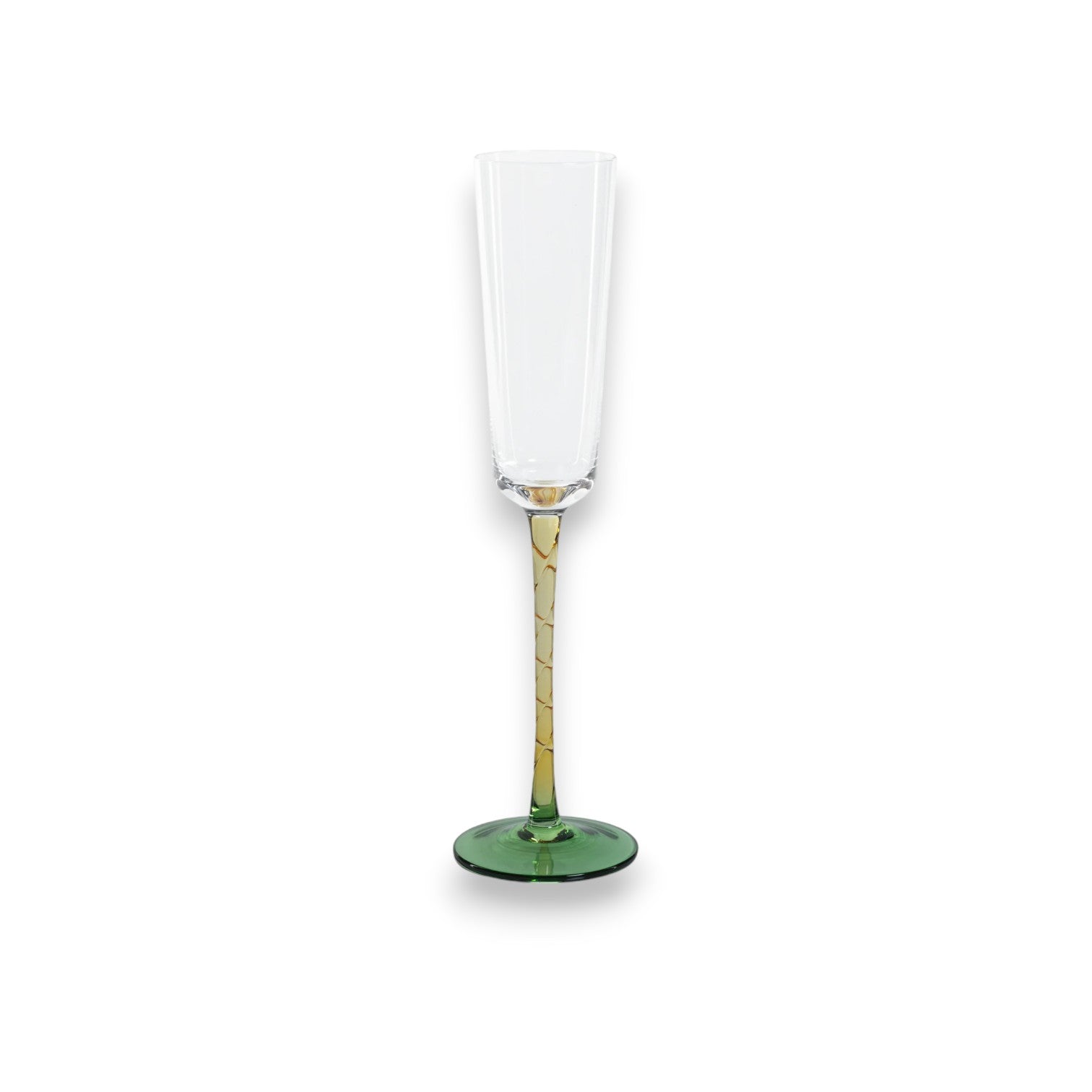 Vicenza Glassware Champagne Flute - Green and Amber - Mellow Monkey