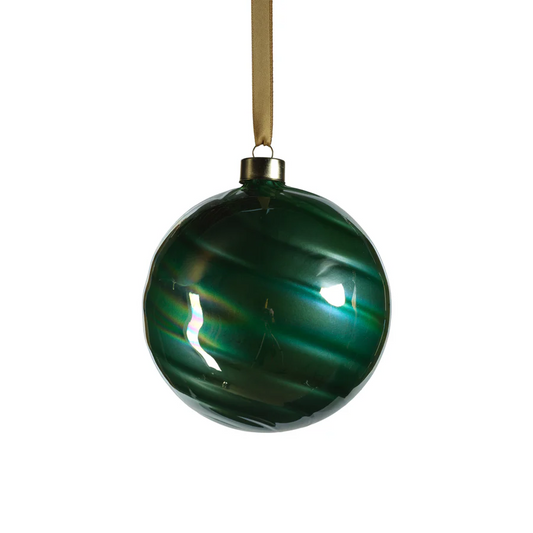 Pearl Luster Glass Ball Ornament - Green - Mellow Monkey