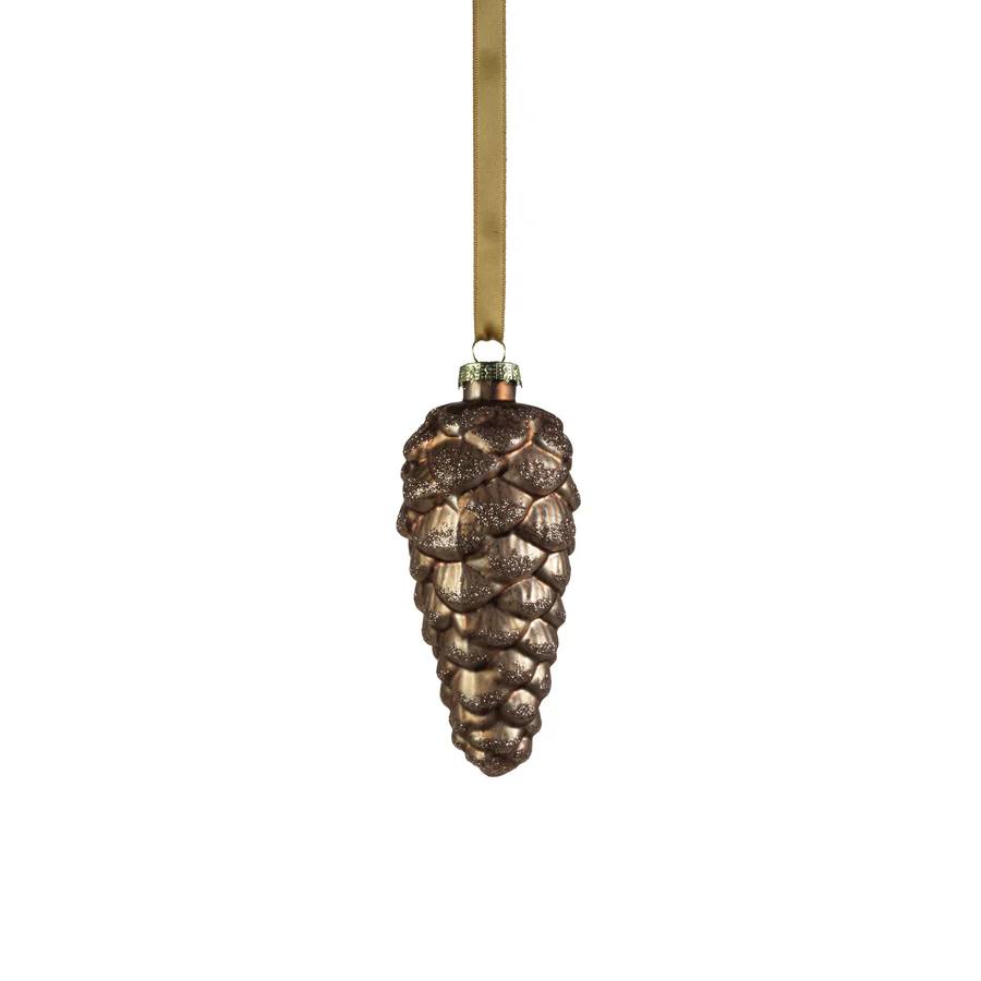 Umber Glass Pine Cone Ornament - 5-in - Mellow Monkey