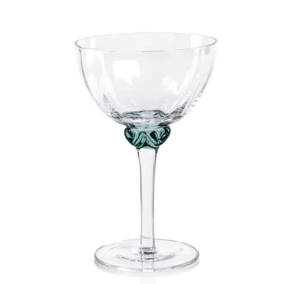 Sea Green Colette Martini/Cocktail Optic Glass - Mellow Monkey