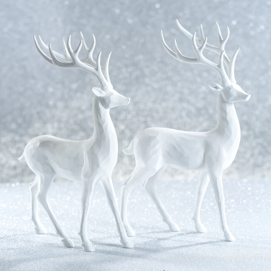 All White Decorative Deer - 13.75-in - Mellow Monkey