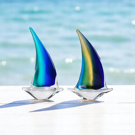 Marisol Decorative Glass Sailboat - 8-in - Mellow Monkey