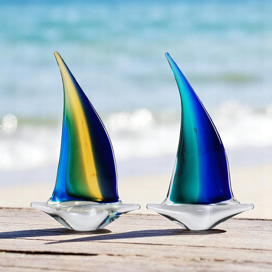 Marisol Decorative Glass Sailboat - 10-in - Mellow Monkey