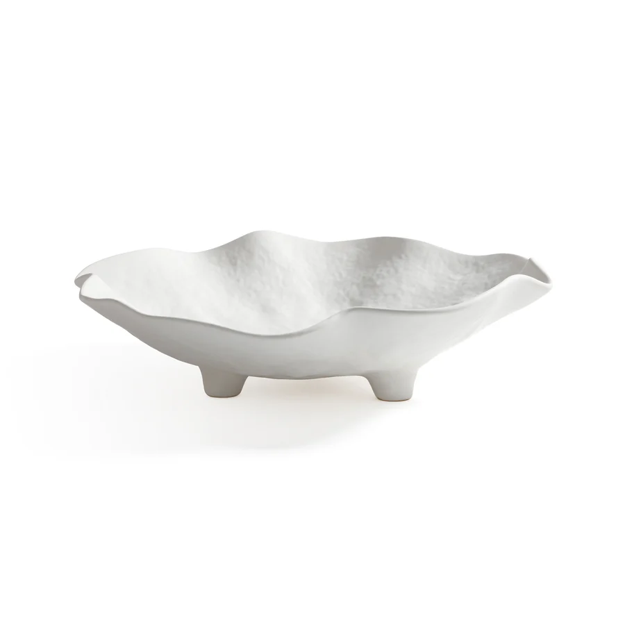 Alfresco Ceramic Round Wavy Bowl on Stand - 16.25-in - Mellow Monkey