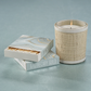 Candle in Natural Raffia Basket with Leather Trim - Sea Salt And Coastal Mist - 12 oz - Mellow Monkey