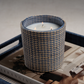 Candle in Natural Raffia Basket - 3 Wick 19 oz - Blue & Natural Houndstooth - Mellow Monkey