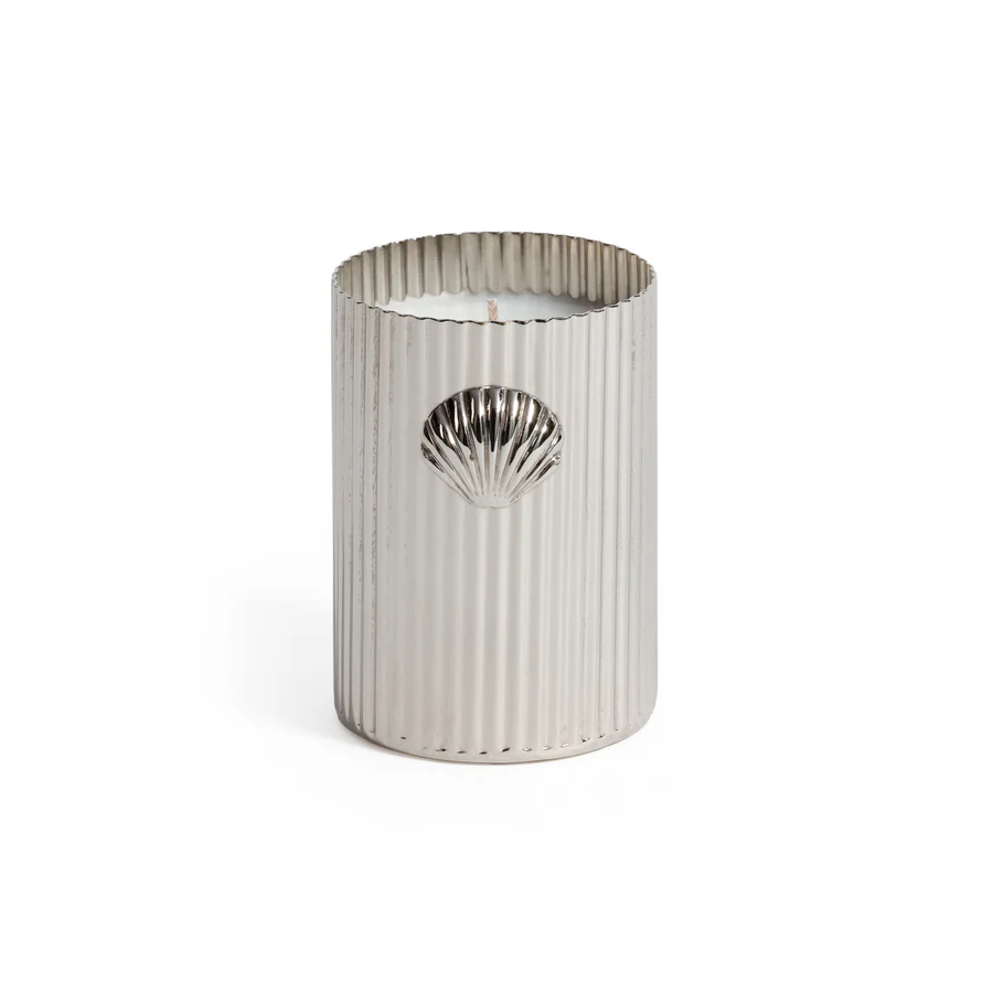Cap Ferrat Fan Shell Design Candle in Gift Box - Nickel: Sea Salt - 8.25 oz - Mellow Monkey