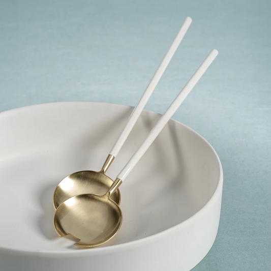 Villefranche Server Set - Gold with White Enamel - Mellow Monkey