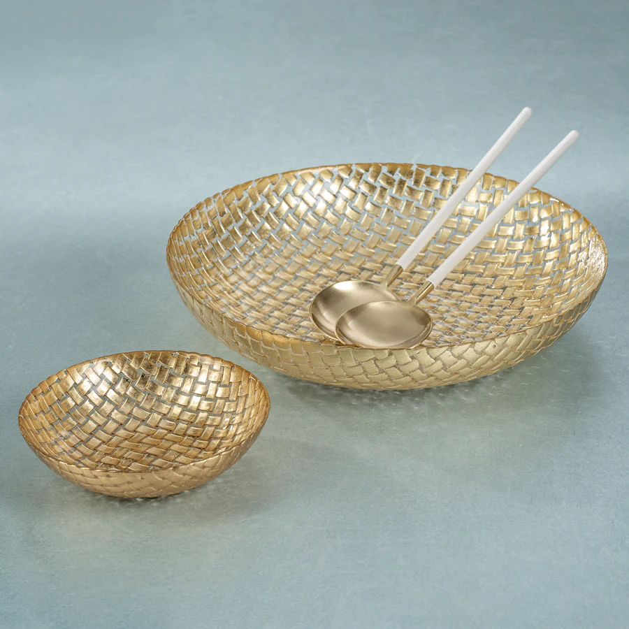 Villefranche Server Set - Gold with White Enamel - Mellow Monkey