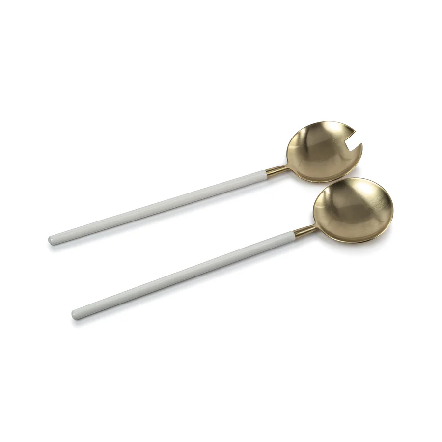 Villefranche Server Set - Gold with White Enamel - Mellow Monkey