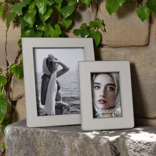 Nappa Leather Photo Frame - Gray & Sage - Mellow Monkey