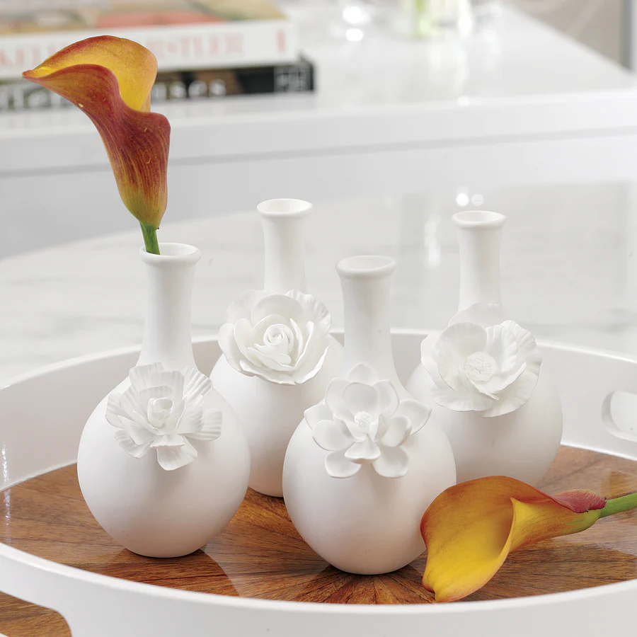 Cameo Long Neck Porcelain Bud Vases - Mellow Monkey