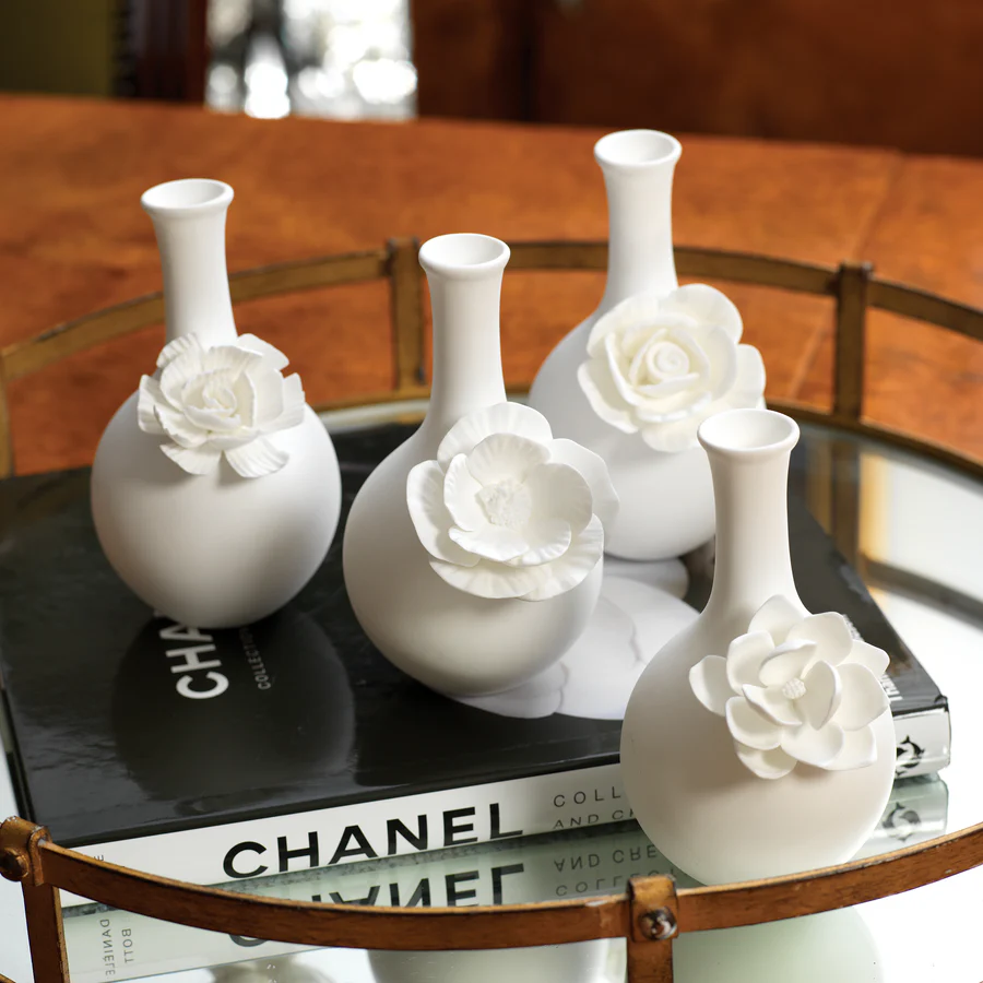 Cameo Long Neck Porcelain Bud Vases - Mellow Monkey