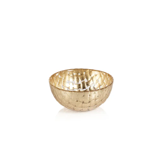 Braided Glass Bowl - Gold - 4.25-in - Mellow Monkey