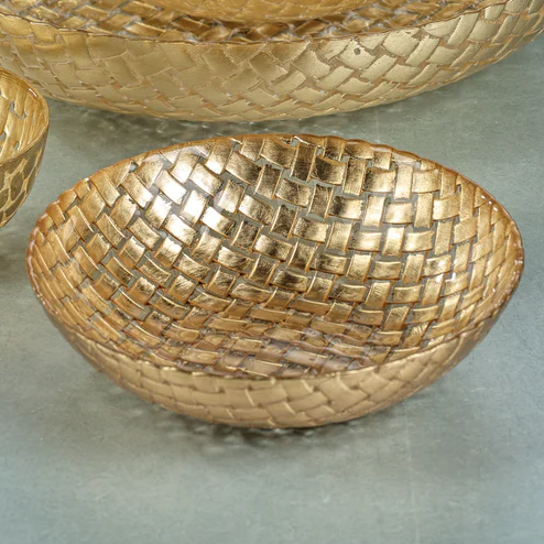 Braided Glass Bowl - Gold - 8.5-in - Mellow Monkey