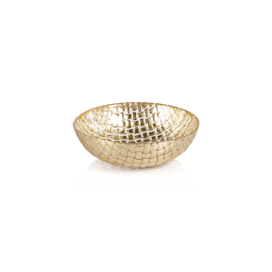 Braided Glass Bowl - Gold - 8.5-in - Mellow Monkey