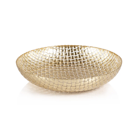 Braided Glass Bowl - Gold - 14-in - Mellow Monkey