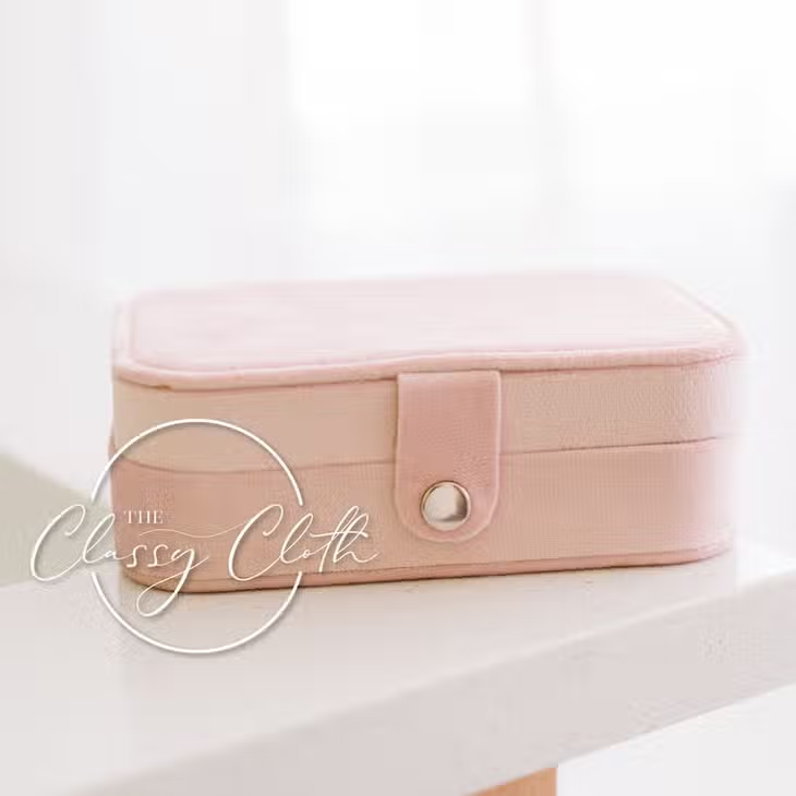 Mini Zippered Travel Jewelry Case - Pink - Mellow Monkey
