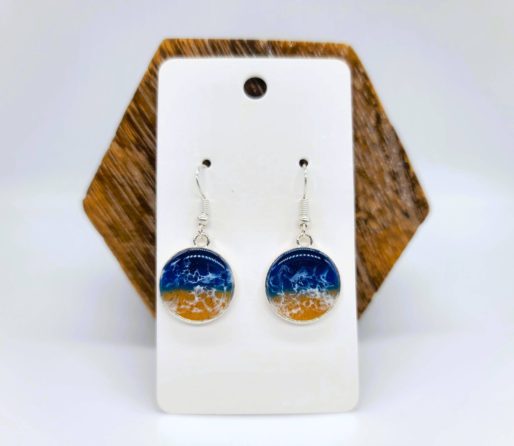 Handcrafted Resin Ocean Beach Wave Circle Earrings - Mellow Monkey