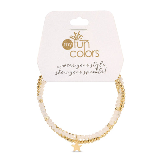 Petite Ice White Crystal Stretch Bead Bracelets - Set 3