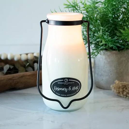 Rosemary & Mint - Milkbottle Soy Candle - 14-oz. - Mellow Monkey