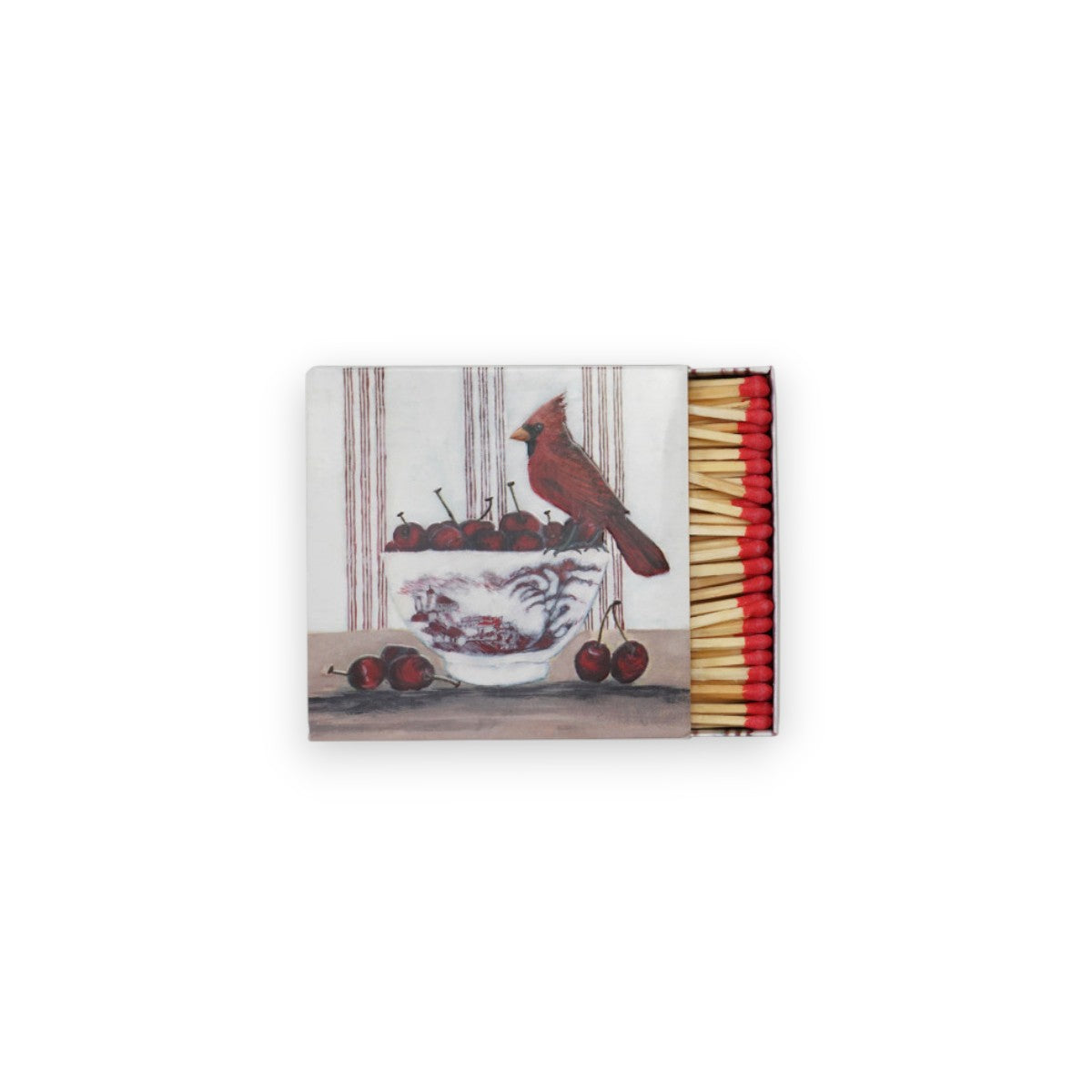 Safety Matches in Matchbox with Bird on Dish - 4-1/4-in - Mellow Monkey