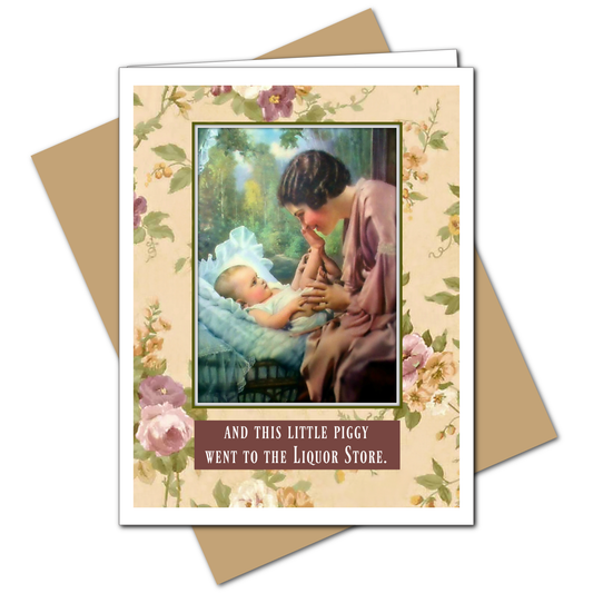 This Little Piggy Went To The Liquor Store - New Baby Card - Mellow Monkey