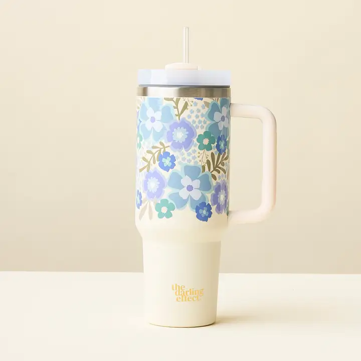 Blue Green Beyond Blooms - Take Me Everywhere 40-oz. Tumbler - Mellow Monkey