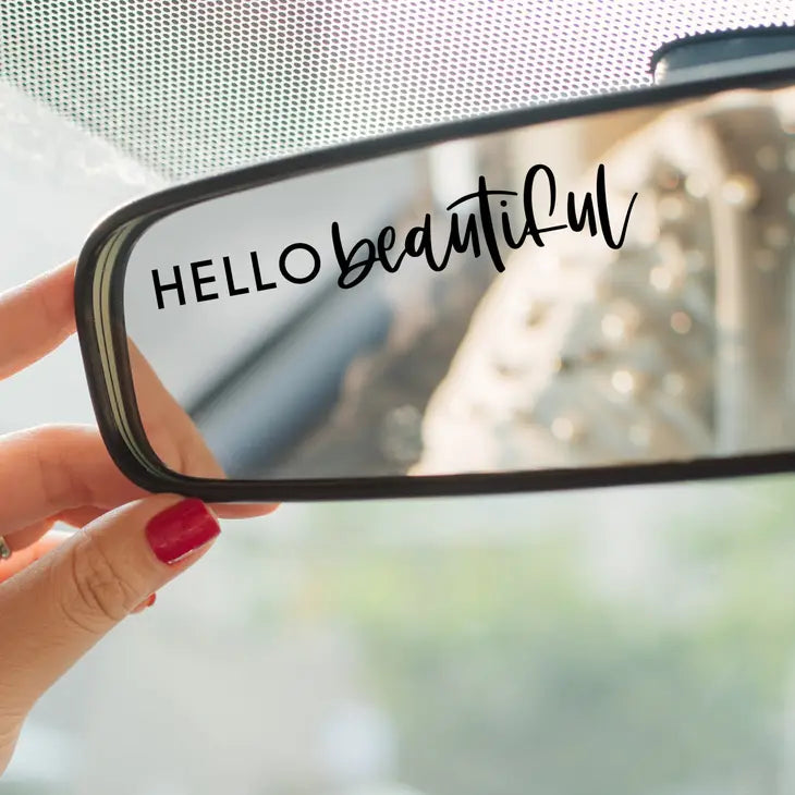 Hello Beautiful - Rearview Mirror Sticker - Mellow Monkey