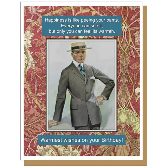 Happiness is Like Peeing Your Pants - Birthday Greeting Card - Mellow Monkey