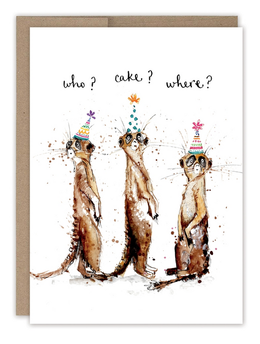 Who? Cake? Where? - Birthday Greeting Card - Mellow Monkey