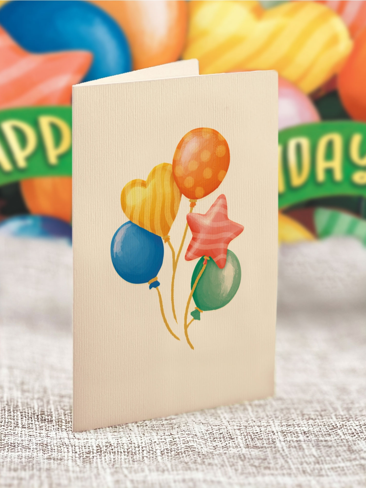 Freshcut Paper Birthday Balloons Pop-Up Greeting Card - Mellow Monkey