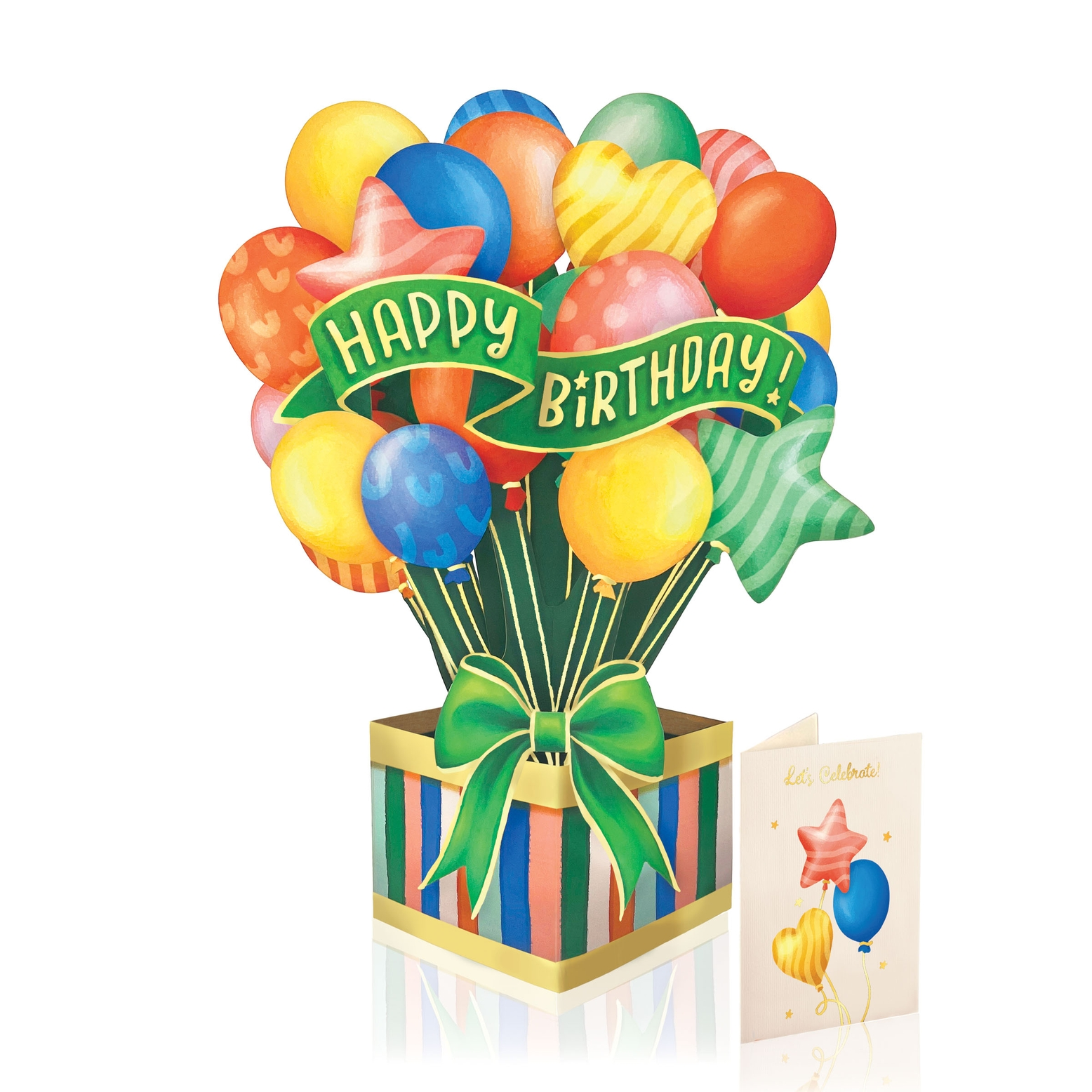 Freshcut Paper Classic Birthday Balloons Pop-Up Greeting Card - Mellow Monkey