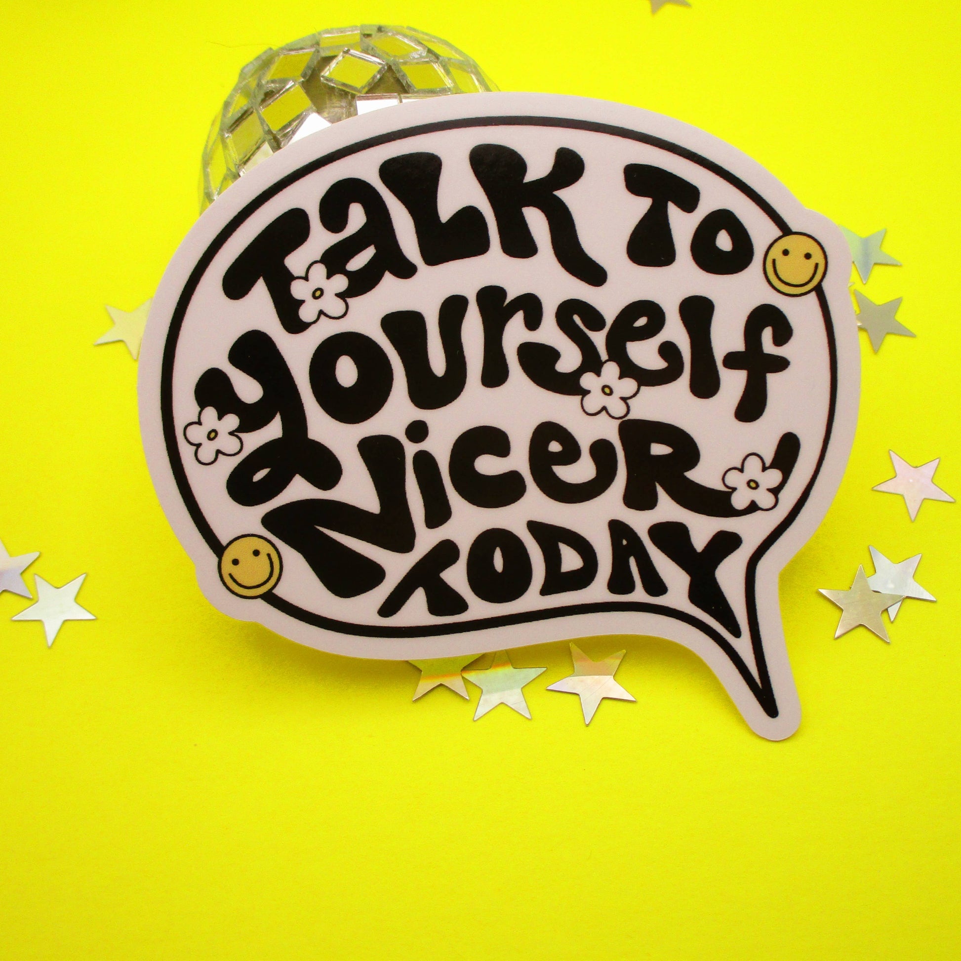 Be nice sticker self talk worth cute hydroflask planner: Holographic - Mellow Monkey