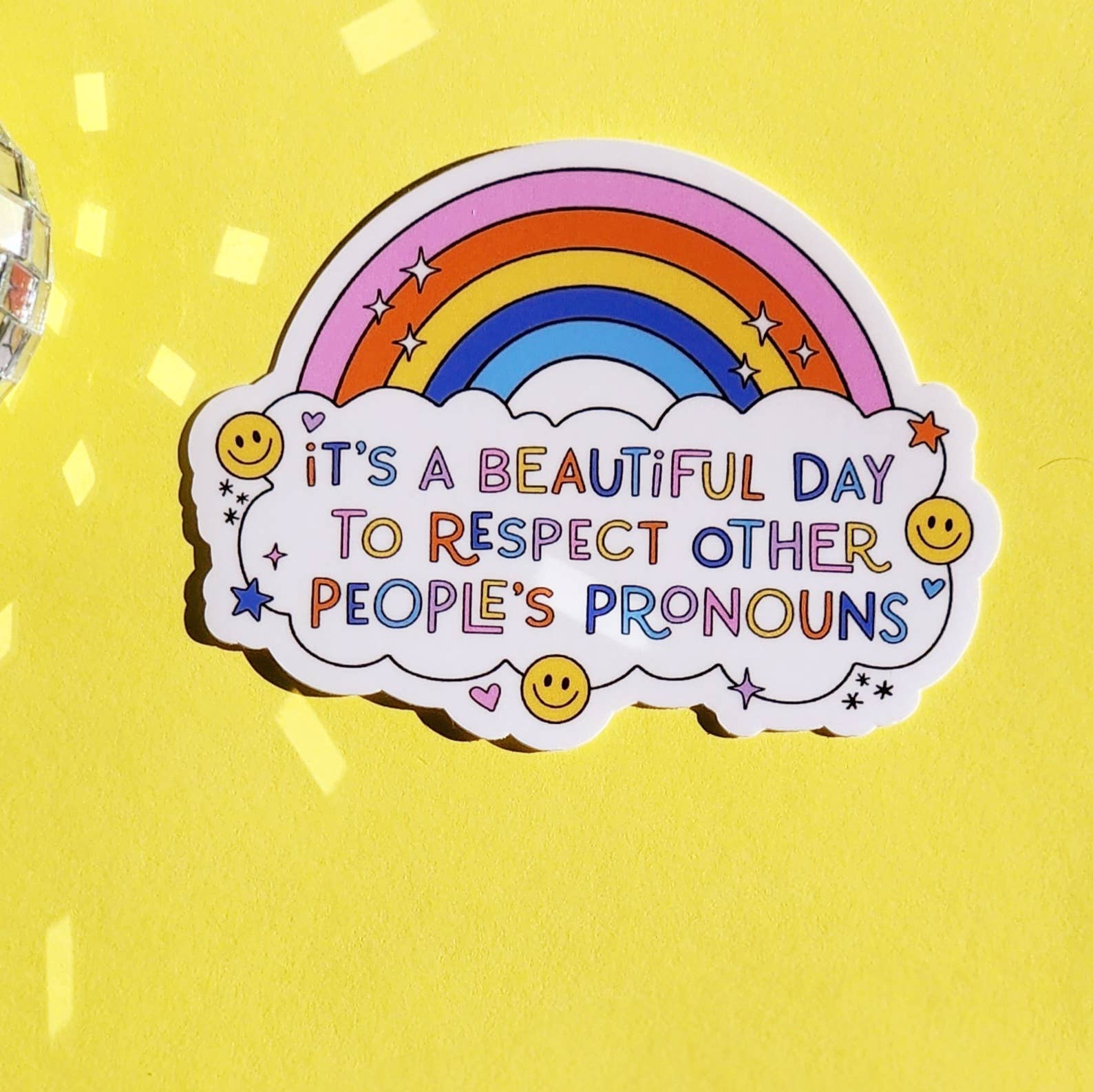 Respect pronouns sticker lgbtq hydroflask planner: Holographic - Mellow Monkey