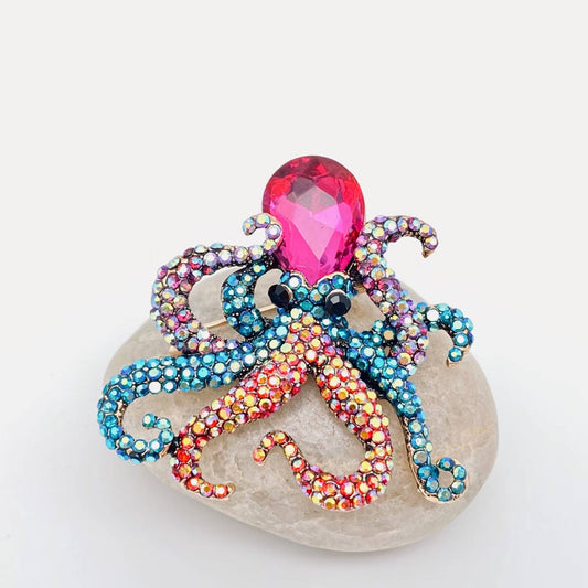 Octopus Rhinestone Brooch