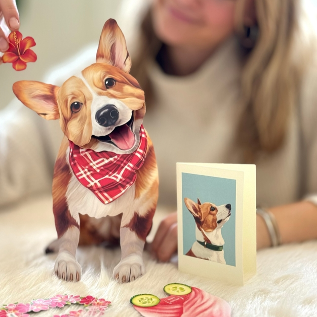 Corgi - Freshcut Pop-Up Pet Greeting Cards - Mellow Monkey