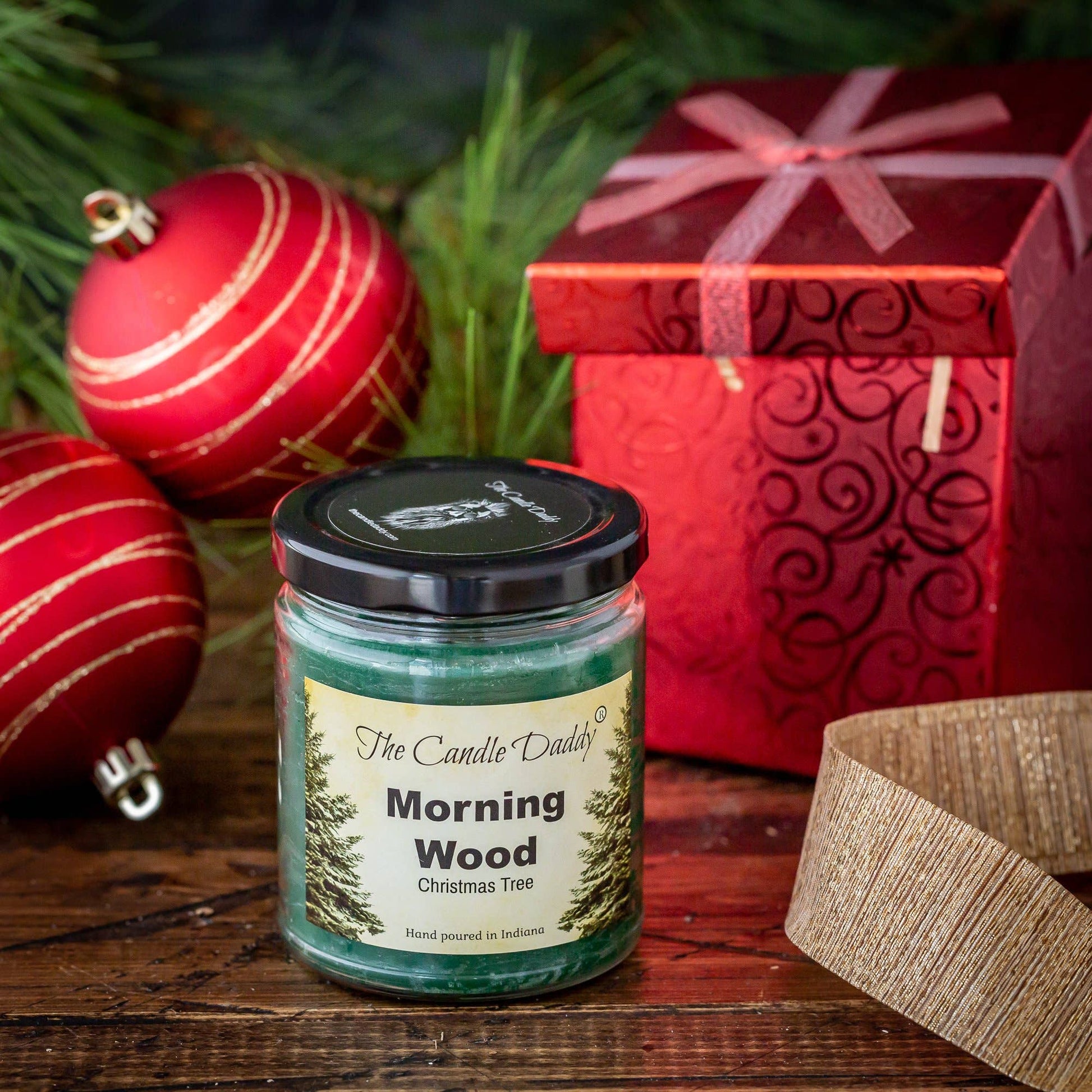 Morning Wood Christmas Holiday Candle - Blue Spruce Pine Tree - 6oz - Mellow Monkey